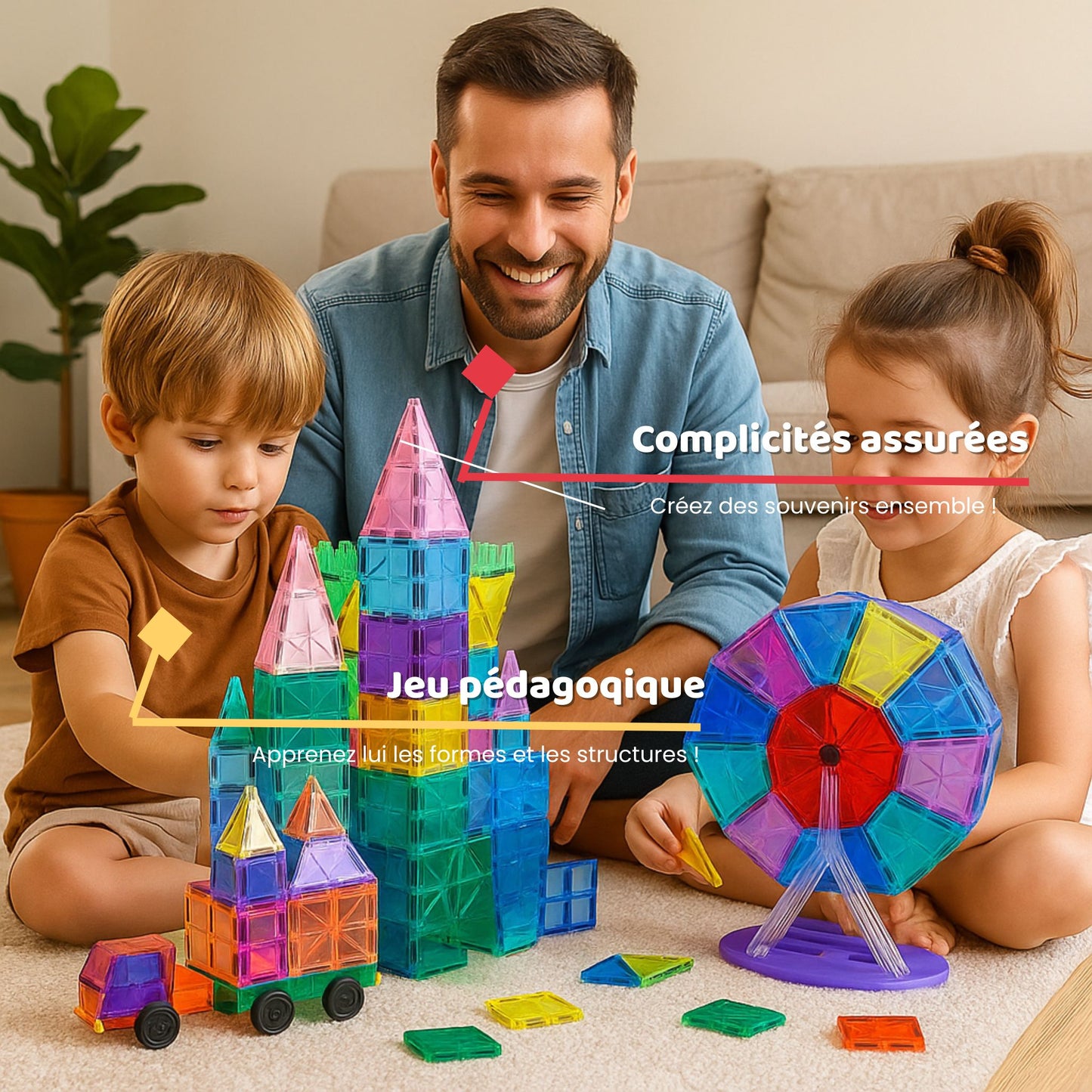 Ensemble de blocs magnétiques Magitoys - 100 pcs