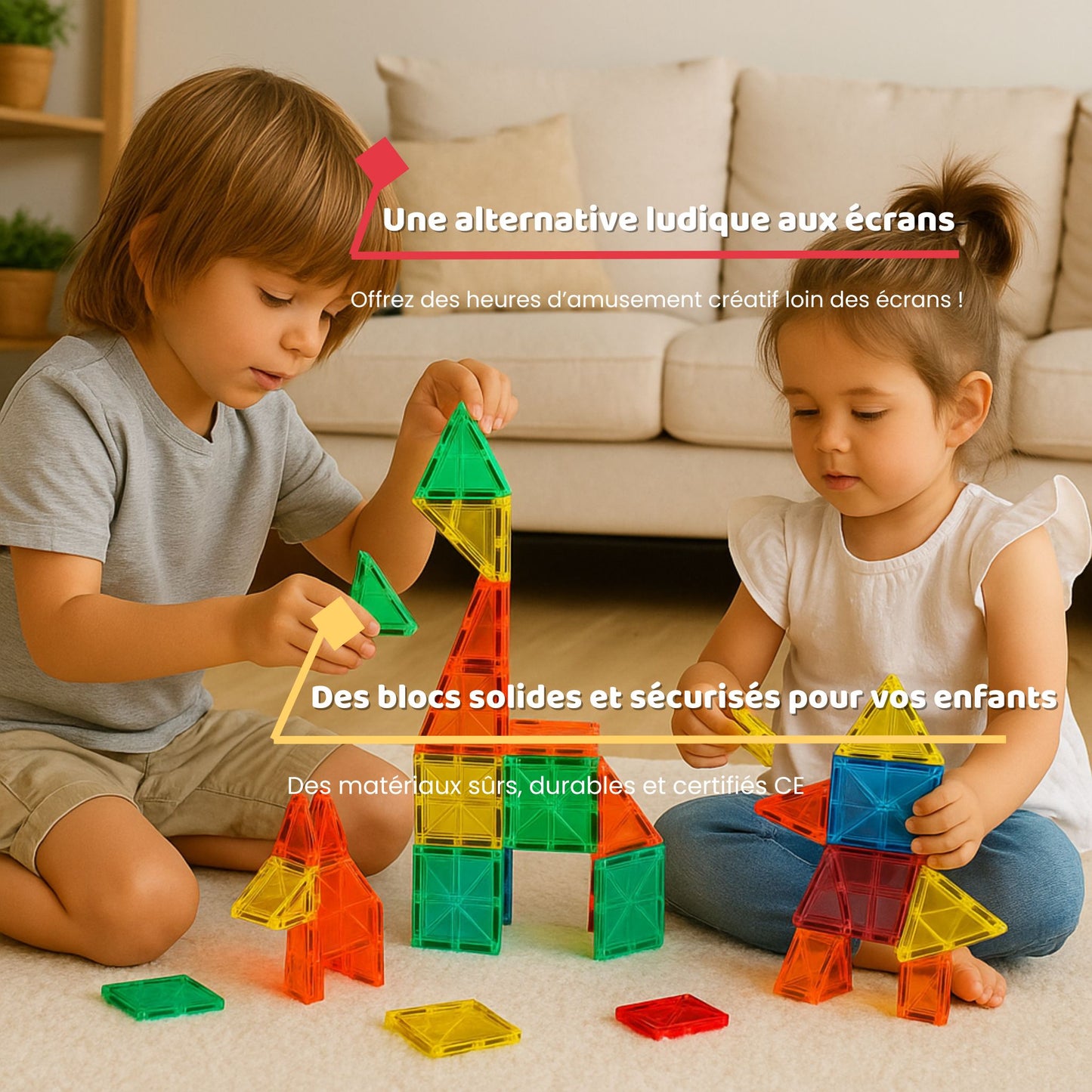 Ensemble de blocs magnétiques Magitoys - 100 pcs